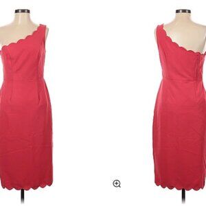 MAGGY LONDON HOT PINK SCALLOPED ONE SHOULDER DRESS